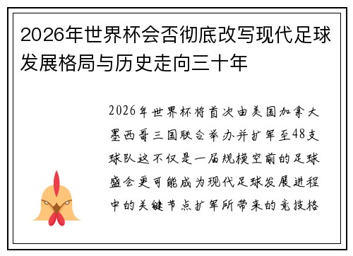 2026年世界杯会否彻底改写现代足球发展格局与历史走向三十年 2026年世界杯会否彻底改写现代足球发展格局与历史走向三十年